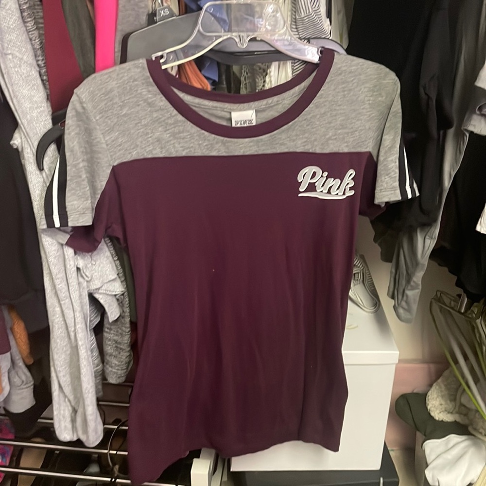 Burgundy and grey PINK tee